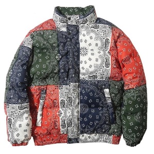 Best Quality Dyed Cotton Filled All Over Printed Bubble <b>Coat</b> Custom Winter Bandana Padded Jacket Unisex - Product Image 5