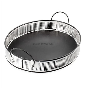 Plateau de service ovale gris de qualité supérieure avec finition lisse et poignées robustes Idéal pour les repas élégants et la présentation élégante à la maison - Product Image 2
