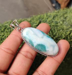 Boho Style 925 Sterling Silver Larimar Gemstone Pendentif Bijoux Fait Main Pendentif En Argent Bijoux Pour Femmes Cadeau De Mariage Pour Elle - Product Image 3
