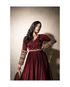 Conjunto de vestido de trabajo de secuencia de Georgette y bordado pesado de diseñador indio, conjunto Dupatta, conjunto de vestido tradicional Anarkali para fiesta festiva - Product Image 5