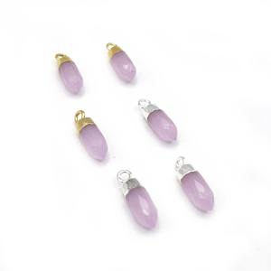 Colgante de punta de Calcedonia Rosa 5x13mm plata esterlina piedra natal hecha a mano encanto de piedras preciosas pequeño colgante para la fabricación de joyas - Product Image 2