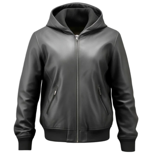 Esprit Chaqueta Bomber con capucha en piel de oveja cierre de cremallera Transpirable Acolchado Forro Negro High Street Plain Dyed-OEM - Product Image 1