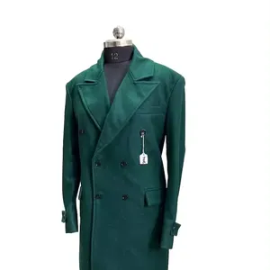 Cappotto verde per gli uomini e le donne verde smeraldo Trench cappotto di pisello per l'inverno lungo giacca di lana Winter Wear Wind Breaker