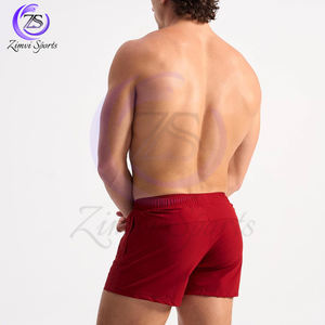 Service OEM de couleur rouge avec propre logo imprimé fait à la main dernier style vêtements de sport écologique doux au toucher Fitness entraînement Shorts de sport - Product Image 2