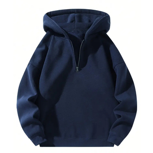 Sweat-shirt à capuche unisexe bleu marine TWILL SPORTS, coupe classique, coupe-vent, tricoté, pour l'automne, la salle de sport et les tenues décontractées - Product Image 1