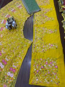 Estilo moderno indio Premium Georgette adornado hermoso multicolor Whiscos hilo bordado trabajo Lehenga Choli bodas - Product Image 2