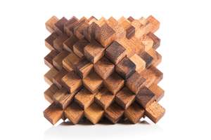 Cube de puzzle en bois de qualité supérieure, jeu de réflexion idéal pour les adultes et les enfants, défi mental et accessoire de bureau décoratif en provenance d'Inde - Product Image 2