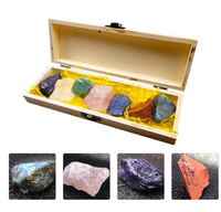 Vente en gros pierre de guérison en cristal brut naturel, coffret en bois, breloque 7 pierres de Chakra pour la méditation