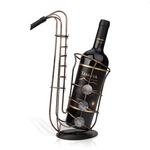 Porte-bouteille à vin en métal en forme de saxophone créatif – Support à vin vintage en fer forgé pour comptoir de maison et décoration de bar - Product Image 3