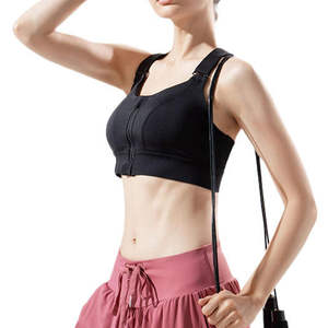 Soutien-gorge de sport pour femmes, logo personnalisé, devant antibactérien, col en V profond, maintien moyen, respirant, élasthanne/nylon, haute qualité - Product Image 1