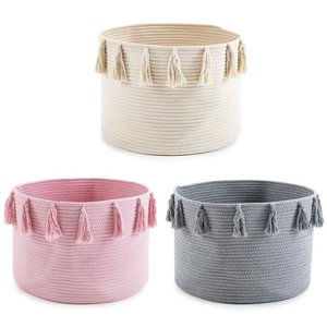 Wholesale Handmade Macrame Cotton <b>Rope</b> <b>Basket</b> for <b>Storage</b> Dirty Clothes <b>Basket</b> Box Laundry <b>Basket</b> - Product Image 4