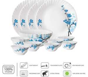 Service de table moderne en plastique bleu de 36 pièces, assiettes en mélamine incassables, réutilisables, légères, pour pique-nique - Product Image 5
