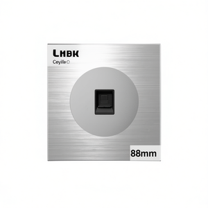 Panneau de commande LED en aluminium gris 86 mm avec prise informatique et finition brossée - Product Image 2