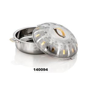 Silver & Gold Stainless Steel Round Hot Pot <b>Dish</b> <b>With</b> <b>Lid</b> & Shiny Polished Food Serving <b>Dish</b> for Home Hotel & Restaurant - Product Image 1