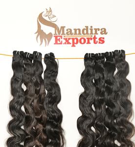 Vente en gros non transformé 100% brut vierge machine double trame faisceaux couleur noire Bodywave indien temple extensions de cheveux humains - Product Image 3
