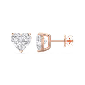 5,00 CT F/VS Heart Cut Lab Grown Diamond Three Prong Set Stud Earring Hecho en oro sólido para unisex - Product Image 6