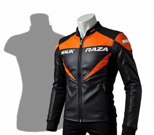 Blouson de moto en cuir professionnel, évents de ventilation, épaulettes rembourrées, cuir pleine fleur, qualité d'exportation - Product Image 4