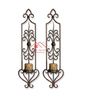 Porte-appliques à bas prix OEM Bougeoir en métal Design classique Ensemble de 2 bougies murales en métal - Product Image 1