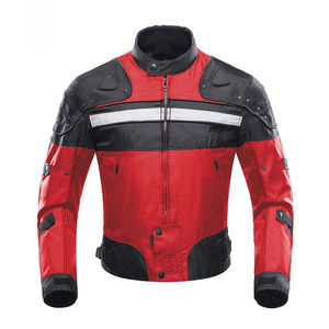 Original Leather Made High-Performance Red & Black Motorcycle Jacket Armored Waterproof & Windproof With Reflective Stripes - Product Image 5