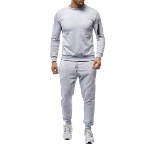 Conjunto Deportivo Informal de 2 Piezas para Hombre, en Algodón y Poliéster Sólido, con Tela Transpirable de Secado Rápido, Pantalones Deportivos y Sudadera - Product Image 1