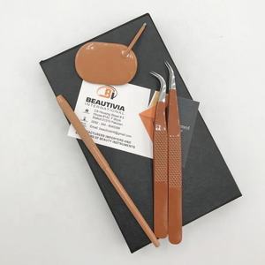 High Quality Custom Logo Stainless Steel Eyelash Tweezers Sustainable with <b>Pointed</b> Tip Hand-Tested Brown Color - Product Image 4