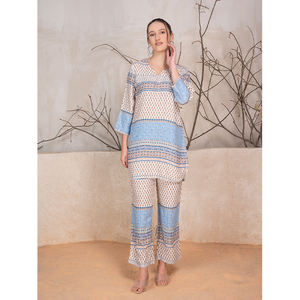 Ensemble de cordon imprimé en rayonne viscose 100% de qualité supérieure, spécial été pour les femmes, ensemble de cordon modeste pour la vente à l'exportation - Product Image 1