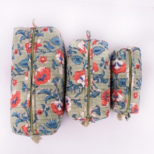 Quilted Cotton Vintage Zipper for Bag <b>Set</b> Handmade Eco-Friendly Large Capacity Cosmetic Storage Case - Product Image 4