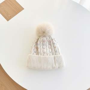 Gorro de Punto Jacquard con Rayas y Puntos, de Poliéster/Algodón, con Forro Polar para Invierno, Unisex, Grueso, Cálido, Informal y para la Playa - Product Image 3