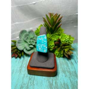 Navajo Handmade <b>Statement</b> <b>Ring</b> Kingman Turquoise & Sterling <b>Silver</b> Size 6.75 Everyday Wear Gemstone <b>Ring</b> - Product Image 1