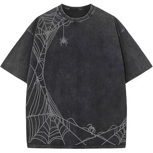 T-shirts Streetwear unisexes surdimensionnés et lourds délavés à l'acide T-shirts pour hommes en gros avec broderie en détresse avec logo personnalisé - Product Image 3