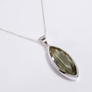 Pendentif en argent sterling 925 avec boîte chaîne collier marquise coupe vert améthyste bijoux en pierres précieuses, bijoux en argent antique 925 - Product Image 3