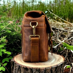 Estuche de cuero marrón para cámara, bolso de cuero de vaca de grano completo DSLR, bandolera de viaje rústica, regalo de cumpleaños, 2017 - Product Image 3