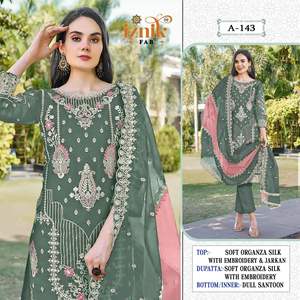 Qualité supérieure indien Pakistan ethnique lourd Organza Salwar costumes Dupatta broderie avec travail en gros approvisionnement d'usine - Product Image 4