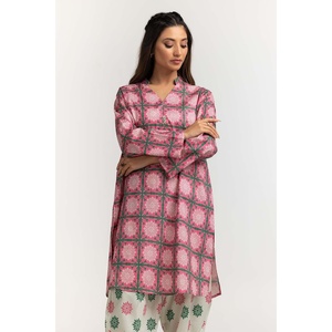 Chemise et pantalon décontractés pour femmes, imprimé floral numérique, tissu dobby, respirant, col en V, manches longues, coupe ample, collection IPS-24-06 - Product Image 3