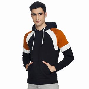 Wholesale Hoodie For Men's Pullover Casual Wear Fleece Fabric Block Hoodies With Customized Logo And Design - Product Image 1