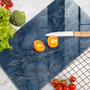 Atractivo bloque de corte de mármol azul oscuro brillante accesorios de utensilios de cocina tabla de cortar de piedra Rectangular hecha a mano en venta superior - Product Image 3