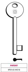 Chiave a Mappa 6p2s (g. Vaz 0) Brevetto in Ottone Nichelato - Product Image 1