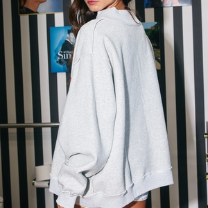 Sweat-shirt à col montant en molleton surdimensionné pour femme, personnalisable avec logo, hiver/automne, manches longues, écologique, fabricant - Product Image 3