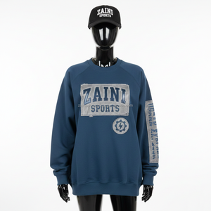 <b>Women</b> Pullover Sweatshirt GSM Cotton Fleece Navy <b>Blue</b> Raglan Sleeve Custom Embroidery Logo Design <b>Women</b> breathable Sweatshirts - Product Image 6