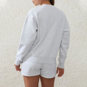 Ensemble sweatsuit jogging pour femmes 2 Pcs col ras du cou en coton personnalisé Ensemble sweatshirt personnalisé avec short - Product Image 6