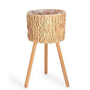 Hand Woven Water Hyacinth Planter <b>Pot</b> <b>with</b> Wooden <b>Stand</b> for Home Decor Accessories High Quality Wholesale From Vietnam - Product Image 5