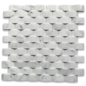 C63DH 3D หินอ่อน Carrara กระเบื้องโมเสคโค้งโค้ง1X2แผ่นผนัง venato Carrera ปรับสำเนียง - Product Image 1