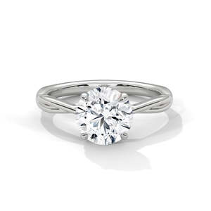 Bague de fiançailles solitaire classique à taille ronde, diamant de laboratoire 2 carats, en or jaune, blanc et rose, avec tige torsadée délicate, pour promesse - Product Image 2