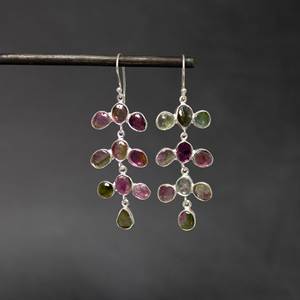 Fait à la main en argent Sterling 925 balancent Vintage scénique pastèque Tourmaline pierre précieuse pour la fête octobre pierre de naissance bijoux cadeau - Product Image 3