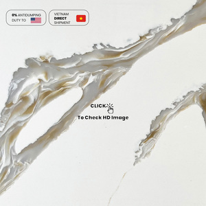 Table à manger Calacatta Gold Bold Veins, luxe, 93% cristal de quartz, rectangulaire, extra longue, antibactérienne, en pierre de quartz - Product Image 5