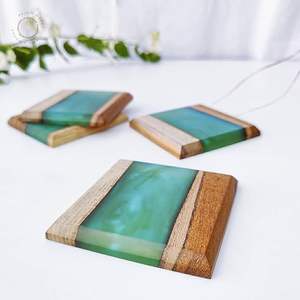 Posavasos de Resina de Madera Natural de Alta Calidad Hechos a Mano, Estilo Bohemio, Diseño Ecológico, Forma Personalizada, Empaque para Bebidas - Product Image 6