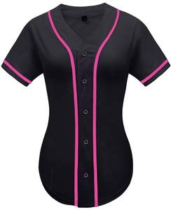 T-shirt de baseball à boutons pour femme, jersey uni de haute qualité pour le hip-hop et le softball - Product Image 1