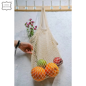 Bolsa de malla de algodón para frutas y verduras al por mayor de comestibles reutilizable ecológica - Product Image 3