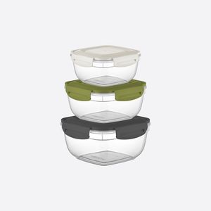 Juego de Recipientes Apilables para Almacenamiento de Alimentos Frigoclick Minimalist PP Injection Fresh Box, 3 Piezas, 500, 900 y 1500 ml - Product Image 1