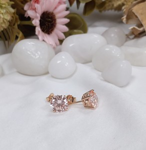 2 Carat Lab Grown Light Pink Diamond <b>Stud</b> <b>Earrings</b> Solid 14K Rose Gold Push Back Women's <b>Earrings</b> - Product Image 2